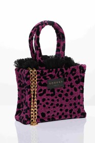 LEOPARD VELVET MAGENTA MINI TOTE BAG (5)
